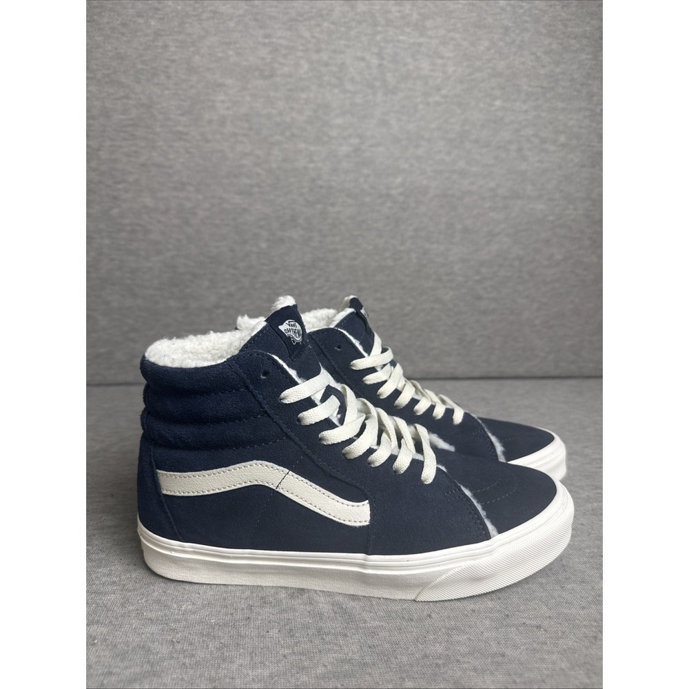 VANS Sk8-Hi Cozy Hug Lined Parisian Night Blue White Mens 7.5 Womens 9
